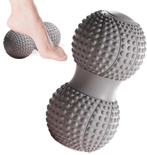 Doppia Palla Massaggio Palline a Riccio Rullo Massaggio Piedi per Riflessologia, Palline Massaggio Rulli Fascite, Palla Massaggio Piedi, Massaggi dei Punti Trigger, Recupero Muscolare (Grigio)