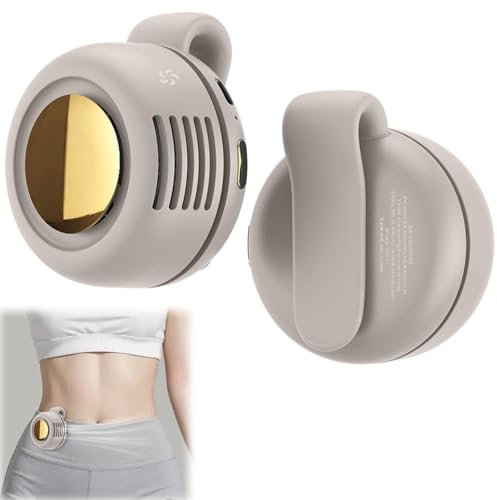 BRTNUP Silent Mini Bladeless Fan Portable Waist Clip Fan Rechargeable Hands-Free Belt Fans with 3 Speeds for Travel Office Shirt, Summer Gift for Outdoor Lovers (White)