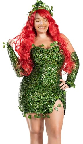 Disfraz para mujer, vestido de tubo sin tirantes con purpurina, disfraz de princesa del bosque para fiestas de Halloween, vestido de cuento de hadas brillante (Geeen, S)