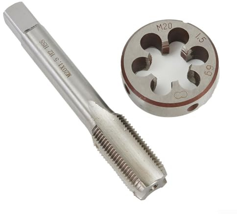 OYSKGNCMW Set di Maschi e filiere, Maschi e filiere per Filettatura Tonda, Set di Maschi e filiere in Acciaio rapido, Filettatura metrica M20 X 1,5 mm, Argento destrorso