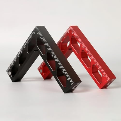 Abrazadera de ángulo recto de 90 grados y regla de altura con métrica y para escalas imperiales para proyectos de carpintería y calibración de máquinas (negro)
