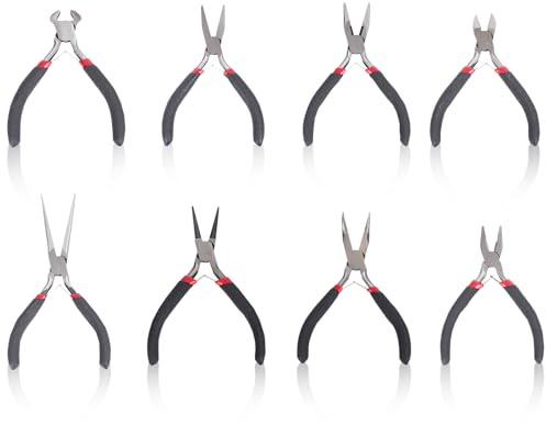 8 Stück Schmuckzangen Set mit Tasche, Mini Zangen Set Feinmechaniker Zangen Set Modellbau Zange, für Die Herstellung Von Schmuck, Heimwerker Profis Diy Reparaturen