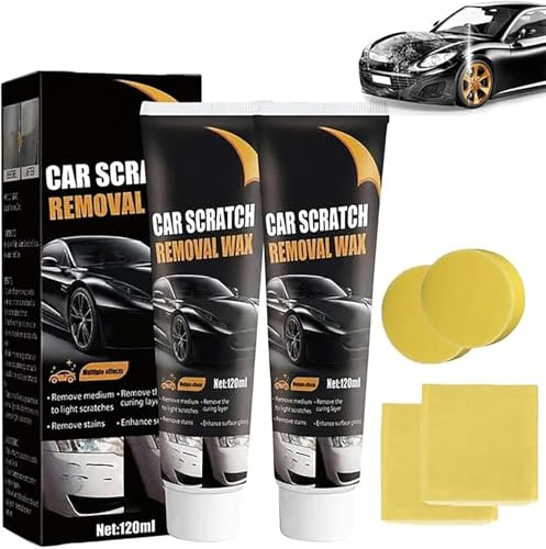Car Scratch Remover, 2026 New Paint Rapid Scratch Remove, 120 ml Scratch Removal Wax, with Wipe Sponge, Paint Scratch Repair Paste for Light Scratches, Swirl Marks and Scuffs, for All Paint Types (2)