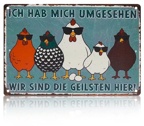 Blechschilder Retro, Metall Vintage Schild, Ennoxwi lustige Bauernhof Deko für Hühnerstall, Hof, Garten, Küche, Wanddeko, Metall 20x30 cm