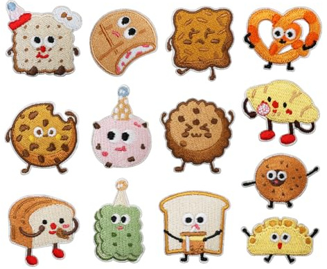 Dermalyx 13 Pièces De Patchs Brodés À Repasser, Appliques Thermocollantes Kawaii Mignon Dessert Toast Biscuit, Images À Repasser Accessoires DIY, Vêtements, Jeans, Sacs À