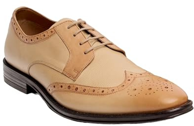 Scarpe Stringate da Uomo in Vera Pelle Modello Brogue Wingtip, Scarpe da Derby, Scarpe da Cerimonia Taglia 41