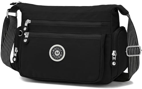 Générique Sac Bandoulière Femme Sac à Main Bandoulière Grand Sacoche Messenger en Nylon Imperméable Sacs à Bandoulière pour Femmes Avec Bandoulière Réglables (Noir)