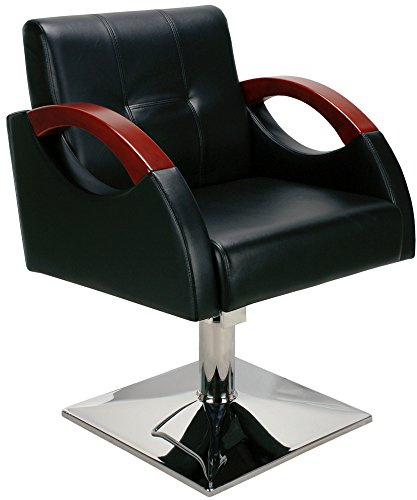 Friseurstuhl mit Armlehnen aus lackiertem Holz schwarz 205485
