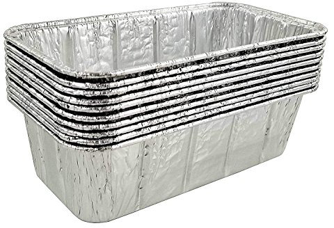 Pactogo 2 lb. Disposable Aluminum Foil Loaf Bread Baking Pan 8.6 x 4.5 x 2.6 - Heavy Duty Made in USA (Pack of 40)