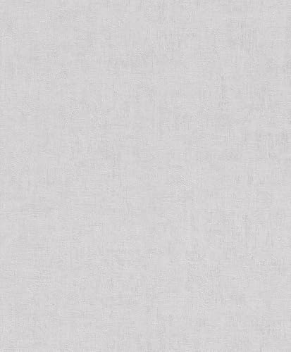 Rasch Vliestapete Rauputz - Moderne Vinyl-Tapete Uni in Silber für ein modernes Wohnambiente - Robust und Abwaschbar - 10,05 m x 0,53 m