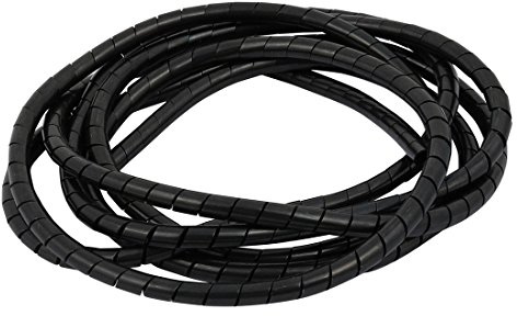 sourcing map 2 Meter lang Flexibler Spiralschlauch Kabel Wire Wrap Schwarz | Kabel, 6 mm Durchmesser
