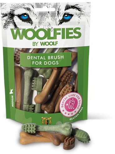 Woolfies Cepillo Dental S para Perros Pequeños - Recompensa, Premio, Snack Vegetariano para Perros - Snack Dental Vegetariano 200gr