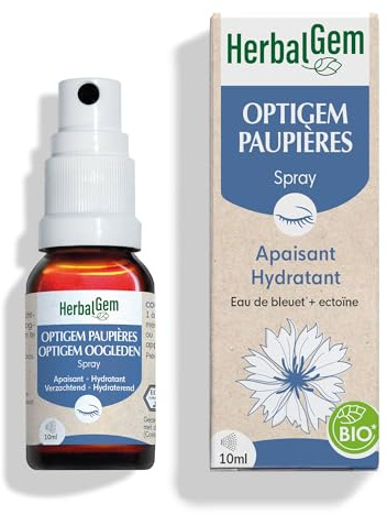 HerbalGem Optigem Spray Paupières Bio Bleuet 10 ml | Rafraîchissement instantané pour paupières fatiguées, apaisant et hydratant. Format spray pratique.