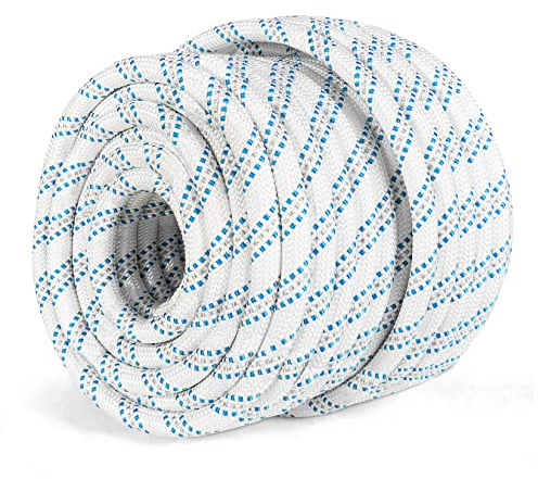 findmall 1,9 cm geflochtenes Polyester-Seil, Bullen-Takelage, Hochleistungs-Polyesterseil, 4,5 m, Weiß, Grau, Blau