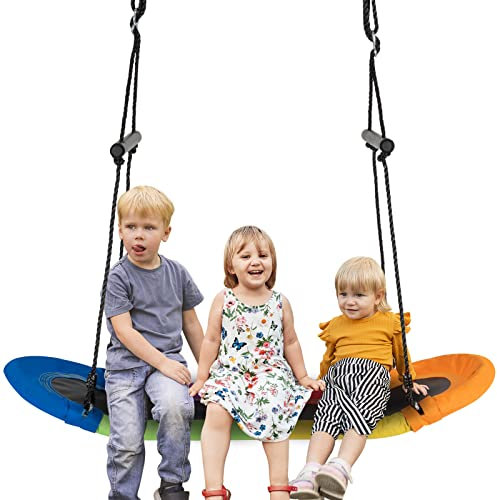 DREAMADE Nestschaukel, Gartenschaukel mit 100-180cm verstellbaren Seil & bis 150kg belastbar, Hängeschaukel, Kinderschaukel für Outdoor & Indoor (Bunt)