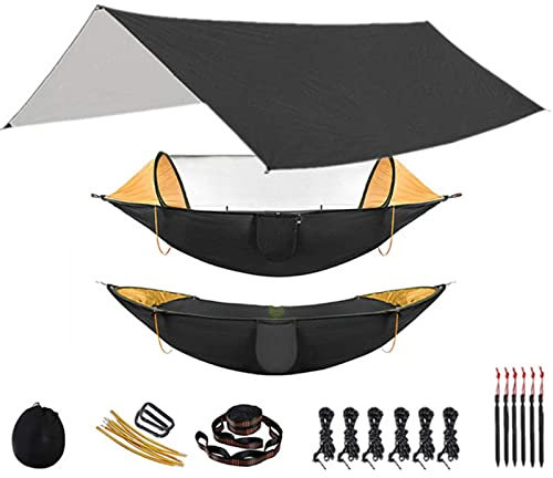 AllForYou Outdoor Hängematte für Reise Camping Wandern Garten Hängematte 2 Person Tragbare Hängematte Schlaf Swing mit Moskitonetz Rain Fly Tarp
