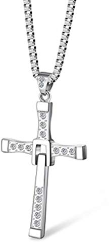 XHBTS Dominic Toretto's Cross Collier avec pendentif en argent pour homme avec boîte, Métal, Métal