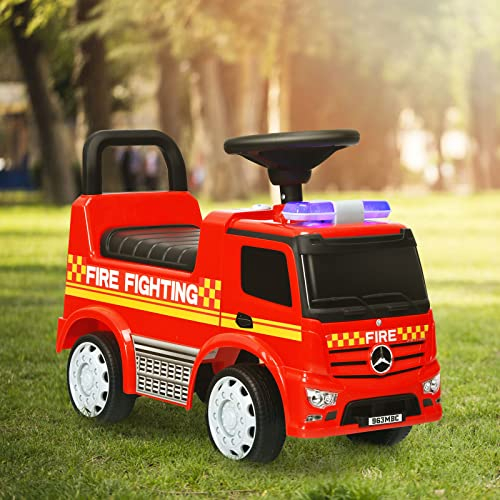 Maxmass 2 in 1 Ride on Car Truck, Toddler Sliding Walker with Steering Wheel, Storage Box, Push Handle, Compatible for Mercedes Benz Licensed Push Along Sit On Car (Red, 62 x 29 x 43cm)
