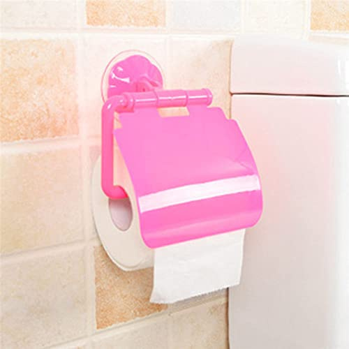 Portarotolo da parete portatile con ventosa Porta carta igienica Portarotolo Portarotolo da bagno Scatola portaoggetti impermeabile,Rosa
