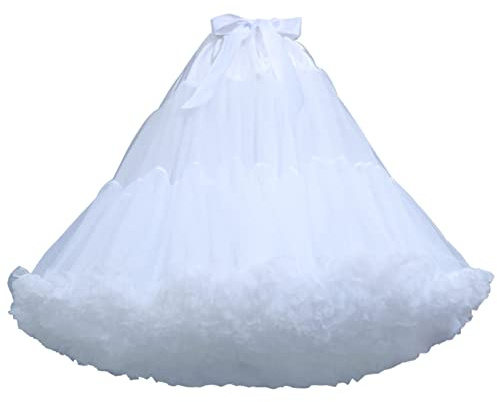 Cicano Damen Chiffon Petticoat Verstellbare Länge Puffy Tutu Tüllrock Halbe Slips Langes Flauschiges Ballettkleid