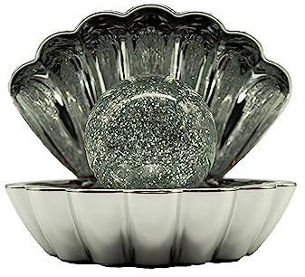 Sense Aroma färgskiftande mussla skal ljus | vacker pärla glitterboll USB/batteridriven lampa humörljus ornament för vardagsrum tillbehör sovrum kokett rum dekor (silver metallik)
