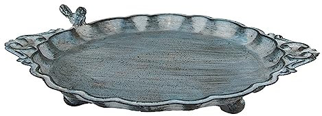 Clayre & Eef Vogelfutterbehälter 37x29x5 cm Blau Eisen Vogelbad