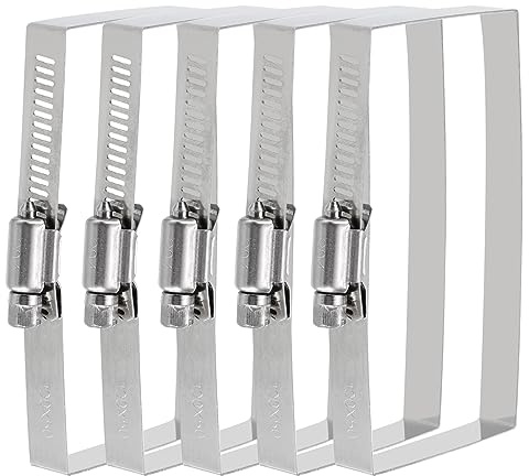 uxcell Rectangular Hose Clamps, 4 x 2 304 Stainless Steel Square Duct Pipe Clamp for Ducting, Securing Hose, Cable and Bridge Project Application, Pack of 5
