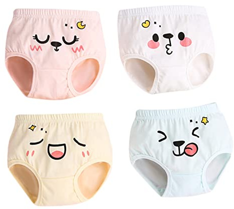 Enfants tout-petits nourrissons bébé filles garçons coton culotte impression cartoon sous-vêtements slips caleçons 4PCS étiquette ensemble, Rose, 18-24 mois