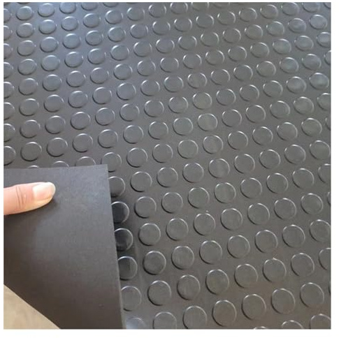 Grand revêtement de sol de garage, rouleaux de revêtement de sol en caoutchouc antidérapants imperméables, tapis en caoutchouc de 3/5 mm, projection arrondie noire for sol de salle de sport/escaliers/