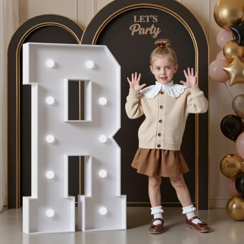 Mixifox 4FT Light Up Letters for Birthday Decoration Large Letters R