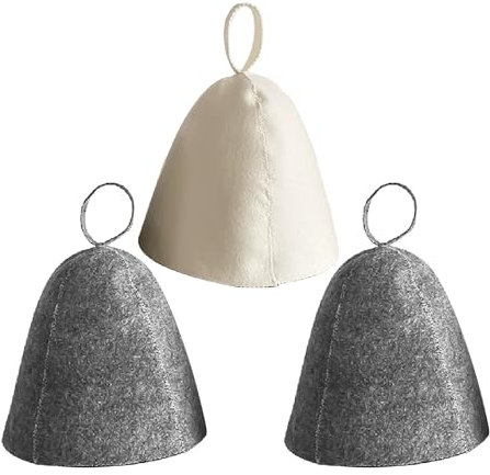 2 cappelli da sauna grigi e 1 cappello da sauna bianco in feltro, cappelli da sauna per uomo e donna, accessori per sauna, cappelli da doccia in feltro assorbenti