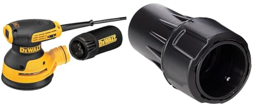 DEWALT - Ponceuse excentrique 280W ø125mm - DWE6423 & Raccord d'Aspiration Pivotant à 360°/Bloquant - À Fixer sur Flexibles de 35mm de Diamètre