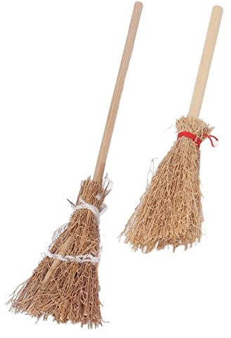 20 Pièces Mini Balais de Paille Artificiels Miniatures, Balais d'halloween Balais de Magicien Balais à Main, Décoration Suspendue Décoration Artisanale en Paille pour Fête de