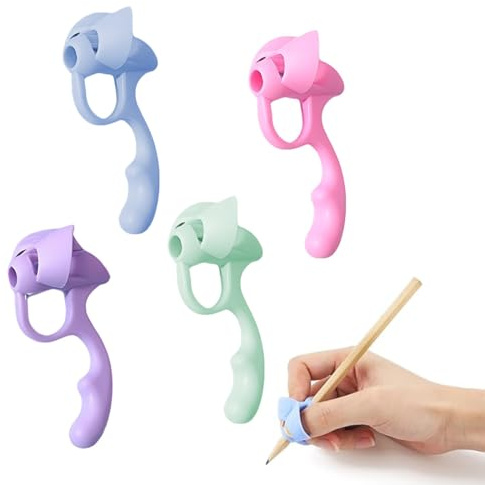 Stiftehalter Kinder, 4x Schreibhilfe für Stift, Stiftehalter Lernhilfe Griff Schreiben Lernstift Bleistift Griffe Kinder Stifthalter Stifthalter Schreibhilfe Griff Haltung Kind (Mehrfarbig)