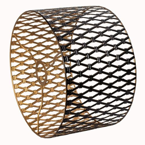 Vintage Metall Lampenschirm, Schwarz Gold-Trommelform|Hohlgeschnitzt, Für Stehlampe, Für Hängelampe, Für Tischlampe, Für Deckenleuchte | Hohlgeschnitzt, Für Stehlampe, Für Hängelampe, Für Tischlampe, Für Deckenleuchte