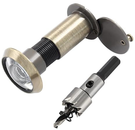 Waziaqoc Door Viewer Peephole, Antique Bronze Adjustable Solid Zinc Alloy Door Viewer with Heavy Duty Rotating Privacy Cover with 16mm/0.63inch Drill Bit for 1-1/2 to 2-3/8 Doors
