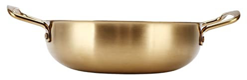Ramen Pot, Large Soup Pot Korean Ramen Pot Compatible with Gas Stove, Induction Stove Gold Korean Ramen Pot for Ramen, Pasta, Soup, Porridge (Inner Diameter 26cm)