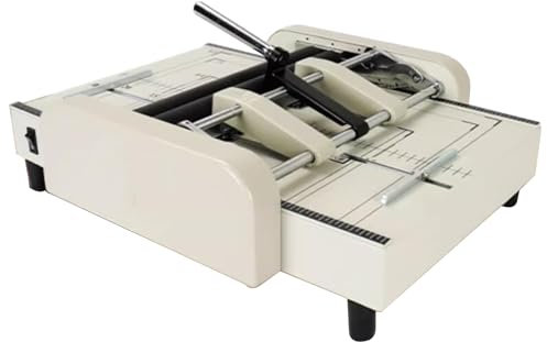 Vituord Encuadernadora De Papel A3, Grapadora Plegadora Eléctrica para Libros De Papel, Grapadora Plana con Grapado a Caballete, Capacidad para 14 Hojas, Máquina Plegadora De Cartas
