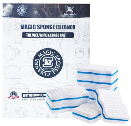 Foamworld 35 esponjas mágicas, esponja borrador de suciedad, esponja de melamina, para limpieza de cocina, baño, zapatos y otros artículos del hogar, 100 × 60 × 30 mm