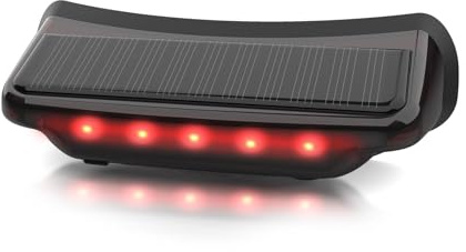 Solar Motorcycle Helmet Light, Moman Solar Powered Bicycle LED Safety Light with Brake Sensing Ultra Bright Red Warning Light IPX4 Waterproof ABS Material for Night Riding (USB-C Cable NOT Included)