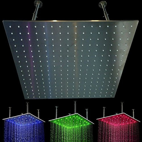 Soffione di doccia a soffitto quadrato a LED da 40 pollici di lusso con cambiamento di colore grande in acciaio inox spazzolato soffione doccia