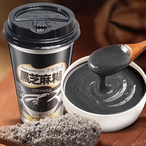 Black sesame paste,healthy nutritious breakfast porridge (6/12/24cups) instant meal replacement,whole grain food,snack food,ready-to-eat soup,delicious snack gifts (6 cups)