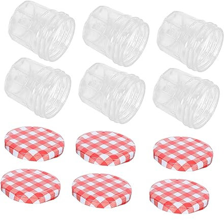 DECHOUS Bocaux à Sauce Multifonction 100Ml en Verre Hermétique pour Miel et Confiture Lot de 6 Couvercle et Maison