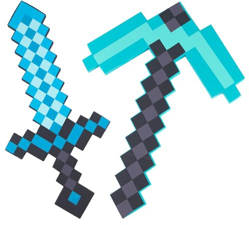 Dowdiles Spitzhacke & Schwert, Schaumstoff Waffe für Rollenspiele – Accessoires und Party Geschenke für Gamer Mottoparty-Dekoration（2 PCS）