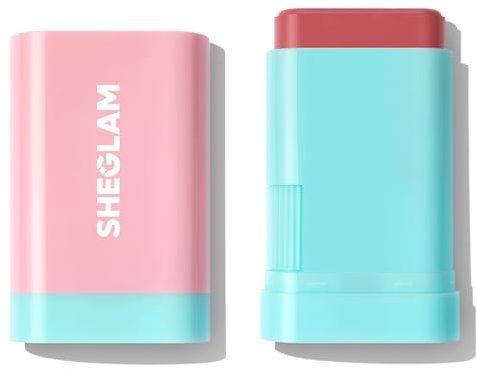 SHEGLAM Glass Glow Blush Stick Cream for Cheek and Lip, Waterproof Hydrating Tinted Solid Moisturizer Blendable Natural Grow Nude Face Blush Makeup-Brisk Babe