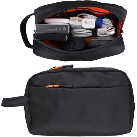 Teskyer Organizador Cables Viaje - Portátil, Impermeable, Gran Capacidad, Organizador de Viaje, Accesorios de Viaje, 23 x 14 x 7 cm, Negro