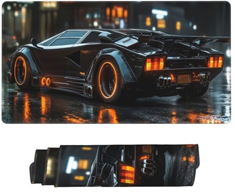 Alfombrilla Ratón XXL 500x250mm, Grande Alfombrilla Ratón Gaming, Coche Negro Mouse Pad, Portátil Mousepad con Bordes Cosidos y Base de Goma Antideslizante, para Jugadores, PC, Oficina C7146