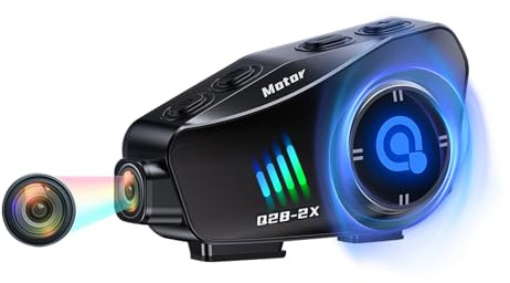 Motorrad Helm Headset Bluetooth mit 1080P Kamera Intercom Motorrad Gegensprechanlage Fahrrad Kommunikationssystem Helm Kopfhörer Motorradhelm für 2 Personen Motorcycle kabellose Freisprecheinrichtung