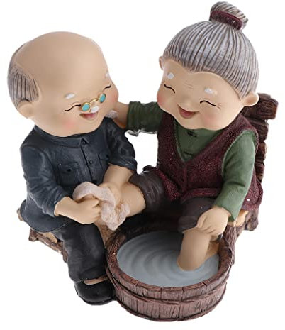 HAODUOO Statue décorative, Artisanat en résine Fait à la Main Amour Couple de Personnes âgées Figurines Vieillesse Vie Heureuse Ornement de Maison - Balançoire