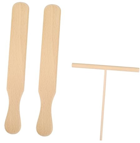 ULTECHNOVO Ergonomic Wooden Rake Pancake Crepe Spreader Spatula Easy Clean Kitchen Accessory for Home